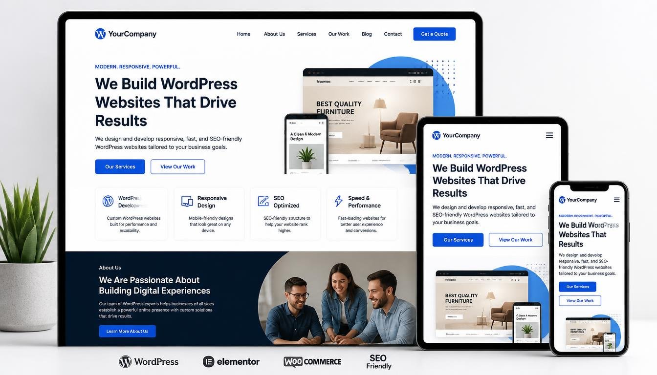 I will build a responsive WordPress website design for your company