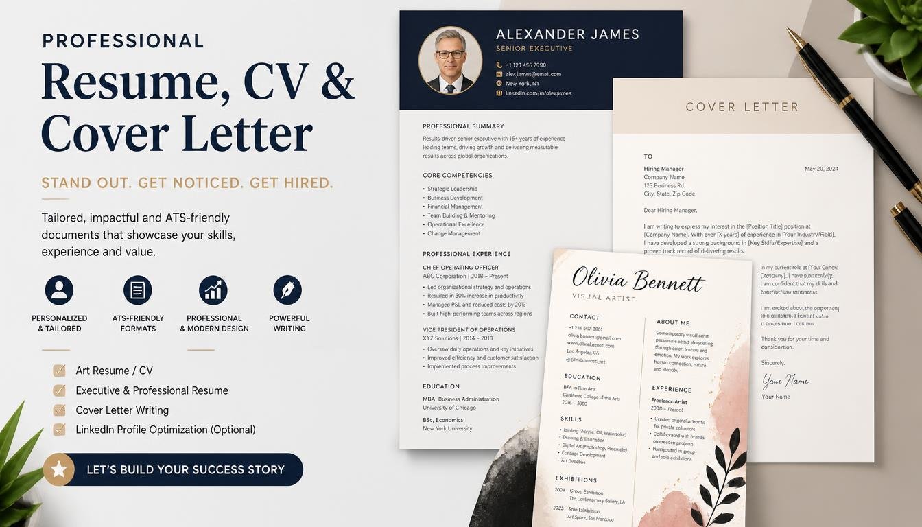 I Will Write Professional Art Resume CV Cover Letter Executive Resume