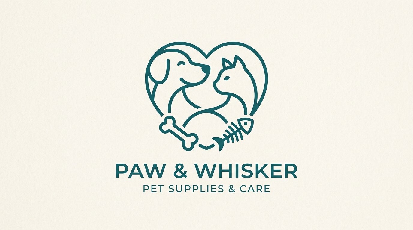 Minimalist Pet, Cat, Dog and Animal Supply Logo Design