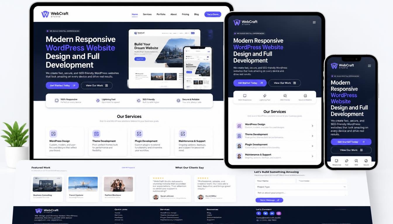 I will design modern responsive WordPress website with full development
