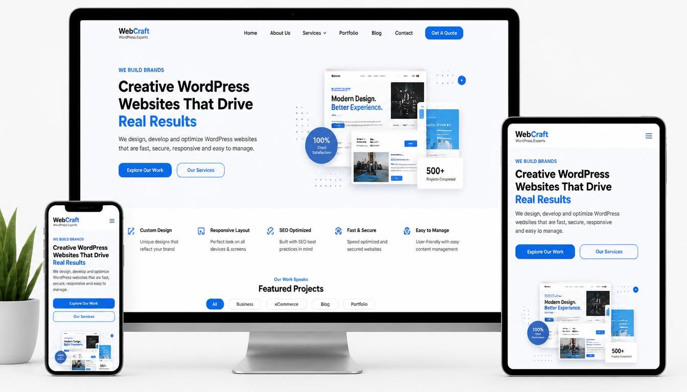I will design modern responsive WordPress website with complete professional dev