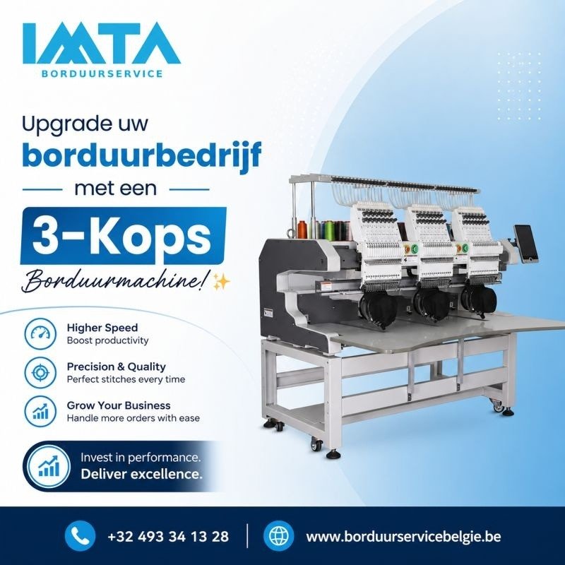 Upgrade uw borduurbedrijf met een 3-Kops Borduurmachine!