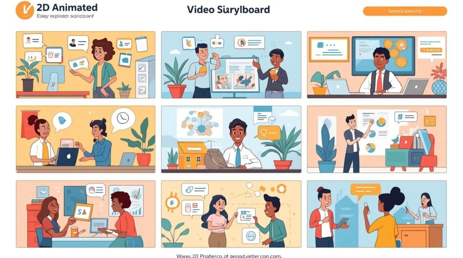 lucid-origin_A_polished_2D_animated_explainer_video_concept_presented_as_a_dynamic_storyboard-0