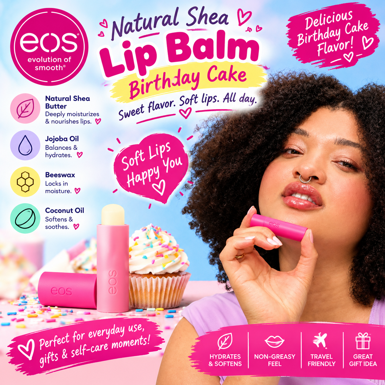 eos Birthday Cake Lip Balm for Dry Lips