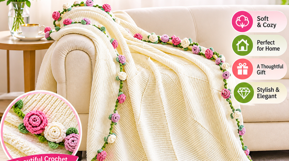 Crochet-Flower-Bouquet-Throw-Blanket