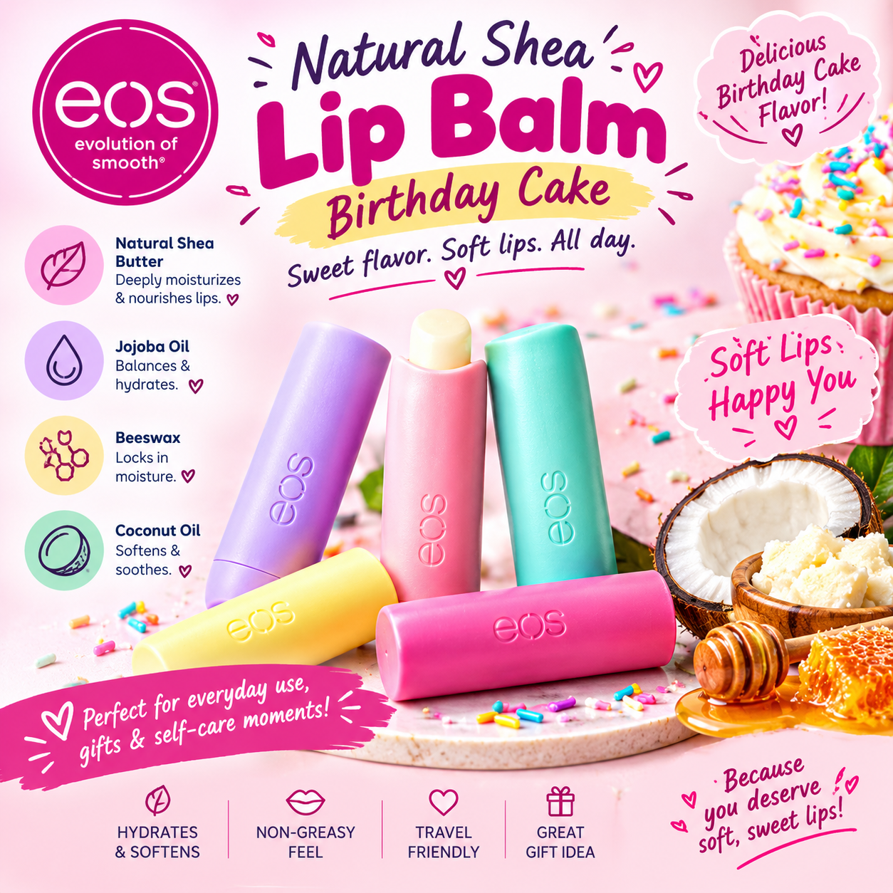 eos Birthday Cake Shea Butter Lip Balm