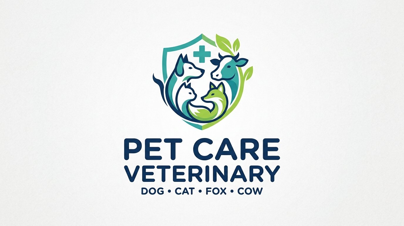 Design Modern Dog Cat Fox Cow Pet Care Veterinary Logo