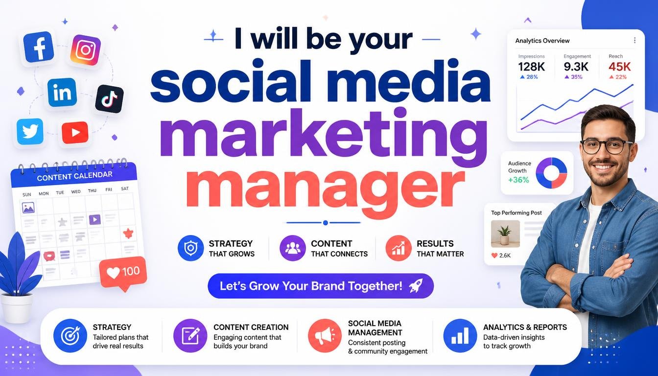 I Will Manage Your Social Media Marketing and Grow Your Brand