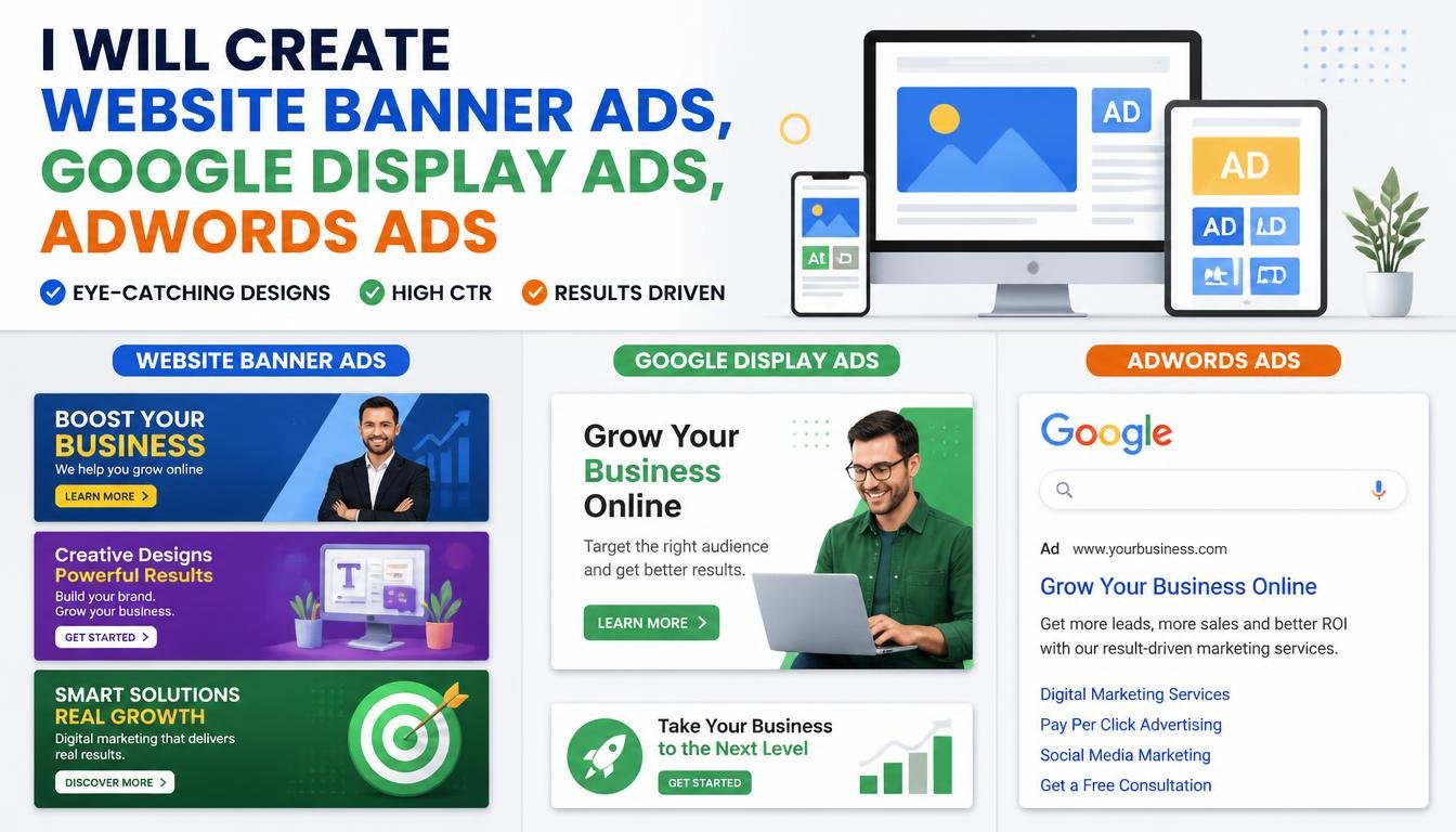 I Will Create Professional Website Banners Google Display Ads Adwords