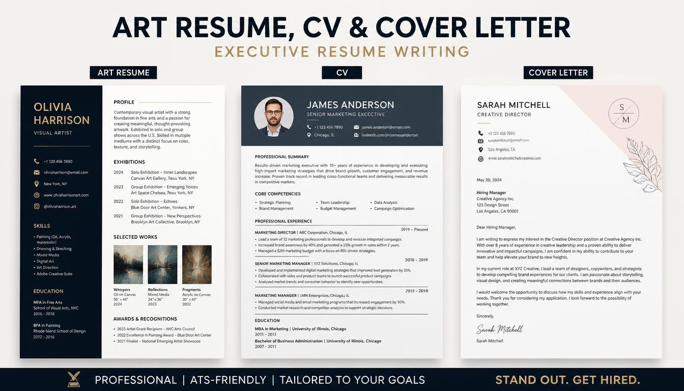 I Will Write Professional Art Resume CV Cover Letter Executive Resum
