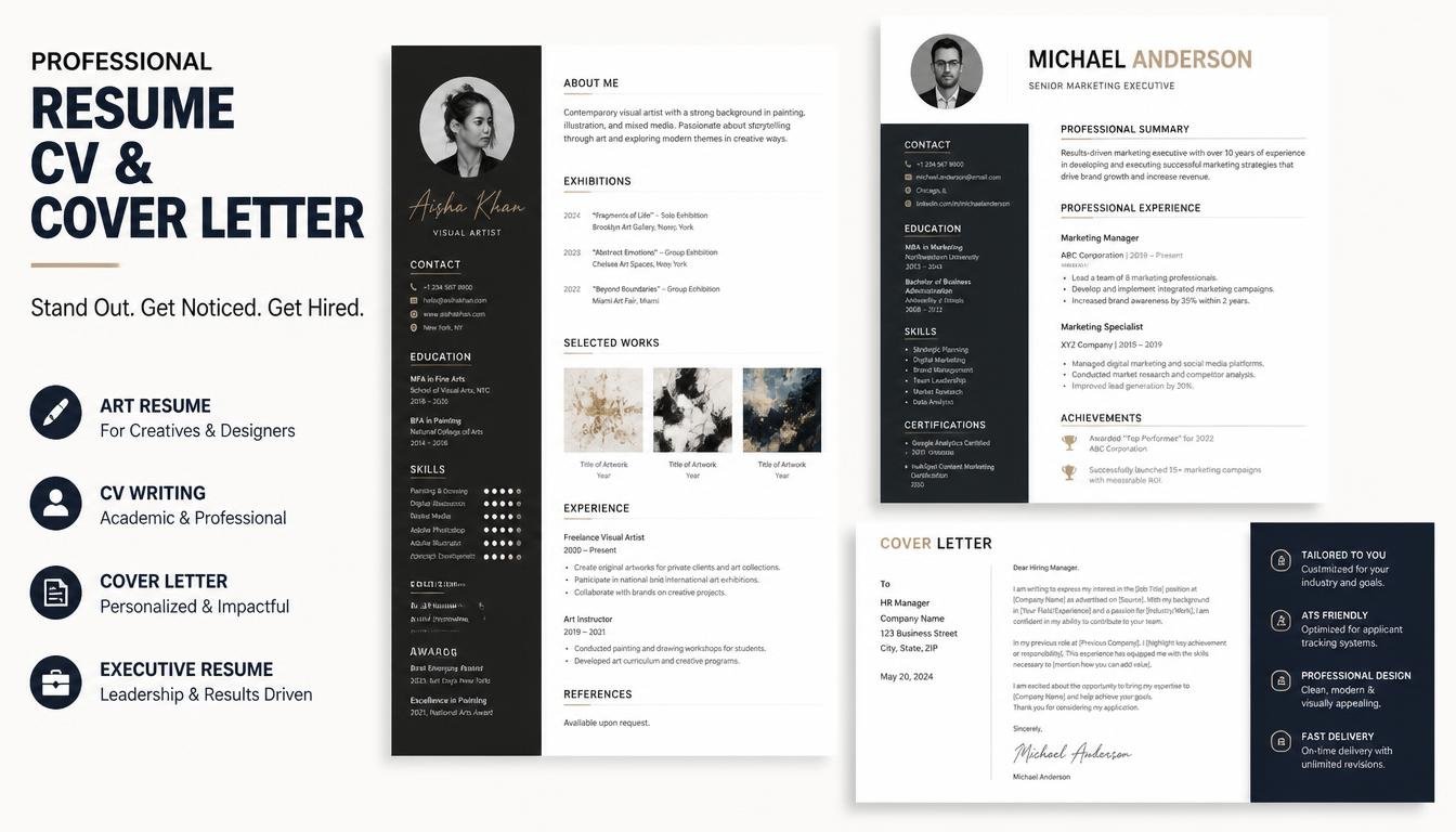 Professional Art Resume, CV, Cover Letter and Executive Resume Writing Services