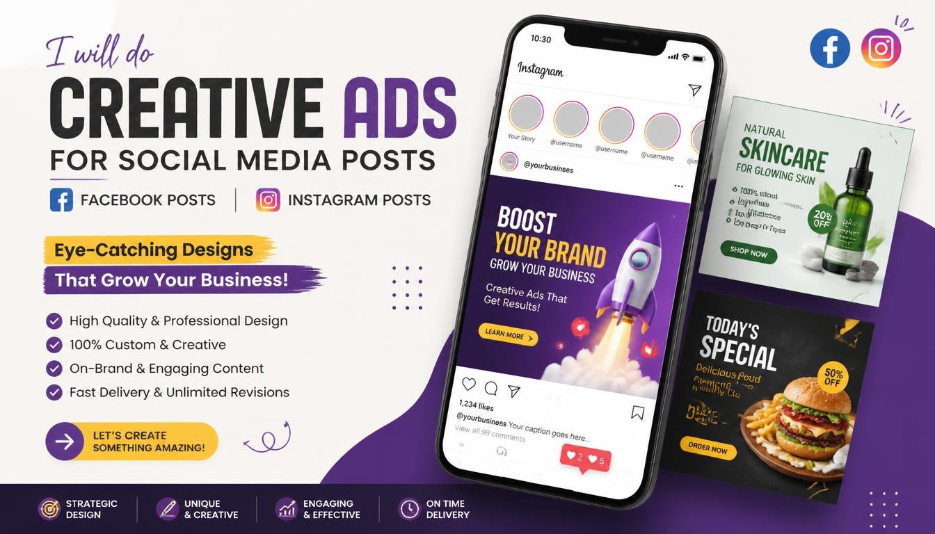 I will create creative, professional, and eye-catching social media ads for your