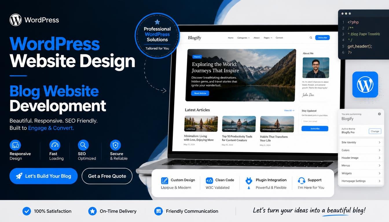 I Will Create Professional WordPress Websites And Develop Responsive Blogs