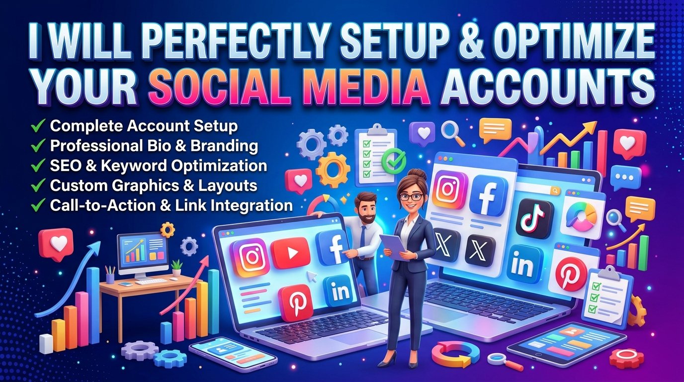 I will professionally set up and optimize your social media accounts