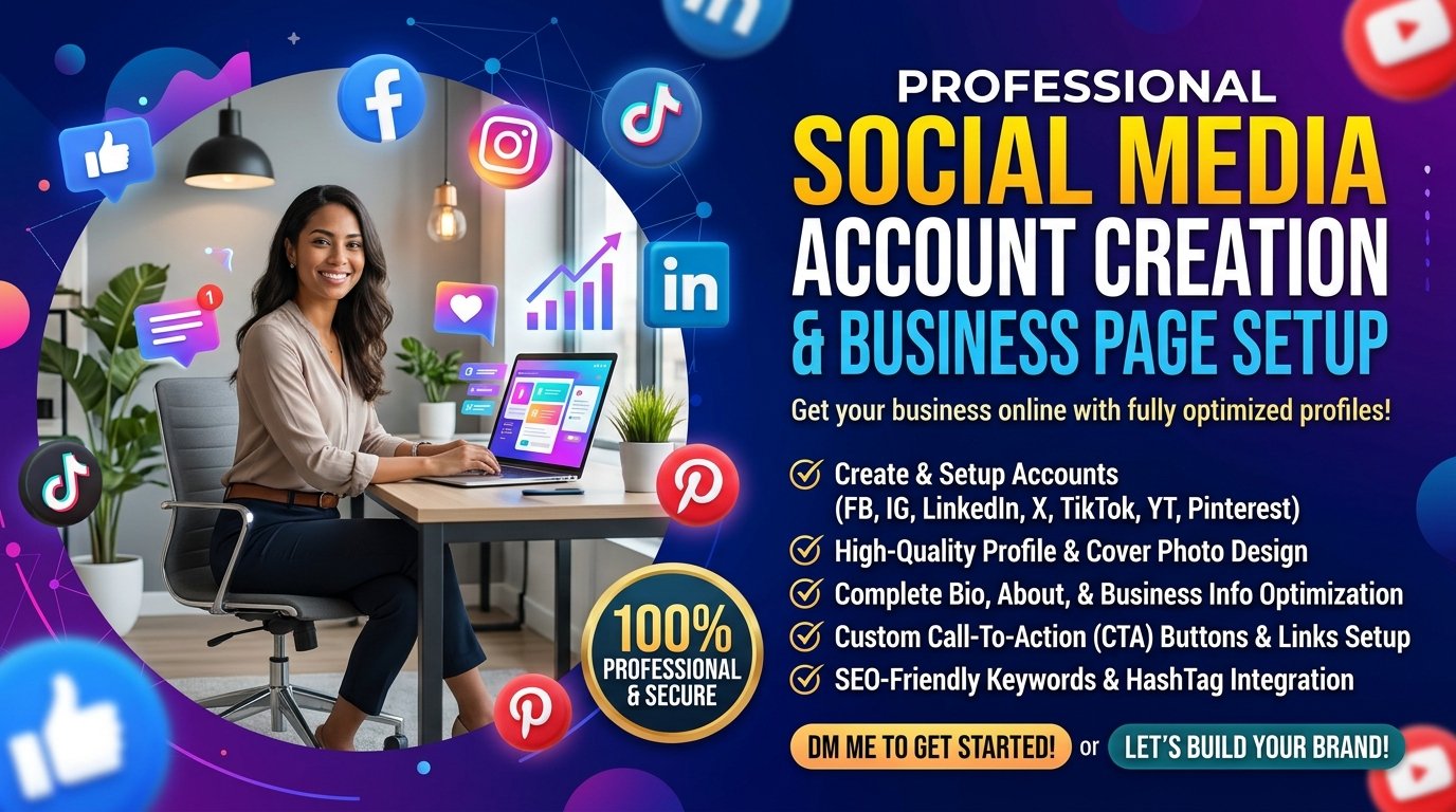 I will provide professional social media account setup services