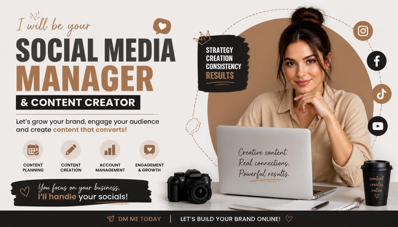 I Will Be Your Social Media Manager and Content Creator